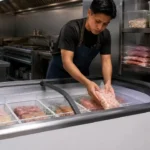 Restaurante que cuenta con congeladoras industriales.